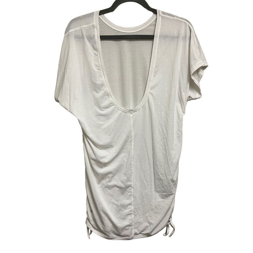 🍋 Lululemon White Cinch It Ruched Sides Scooped T-shirt Top
